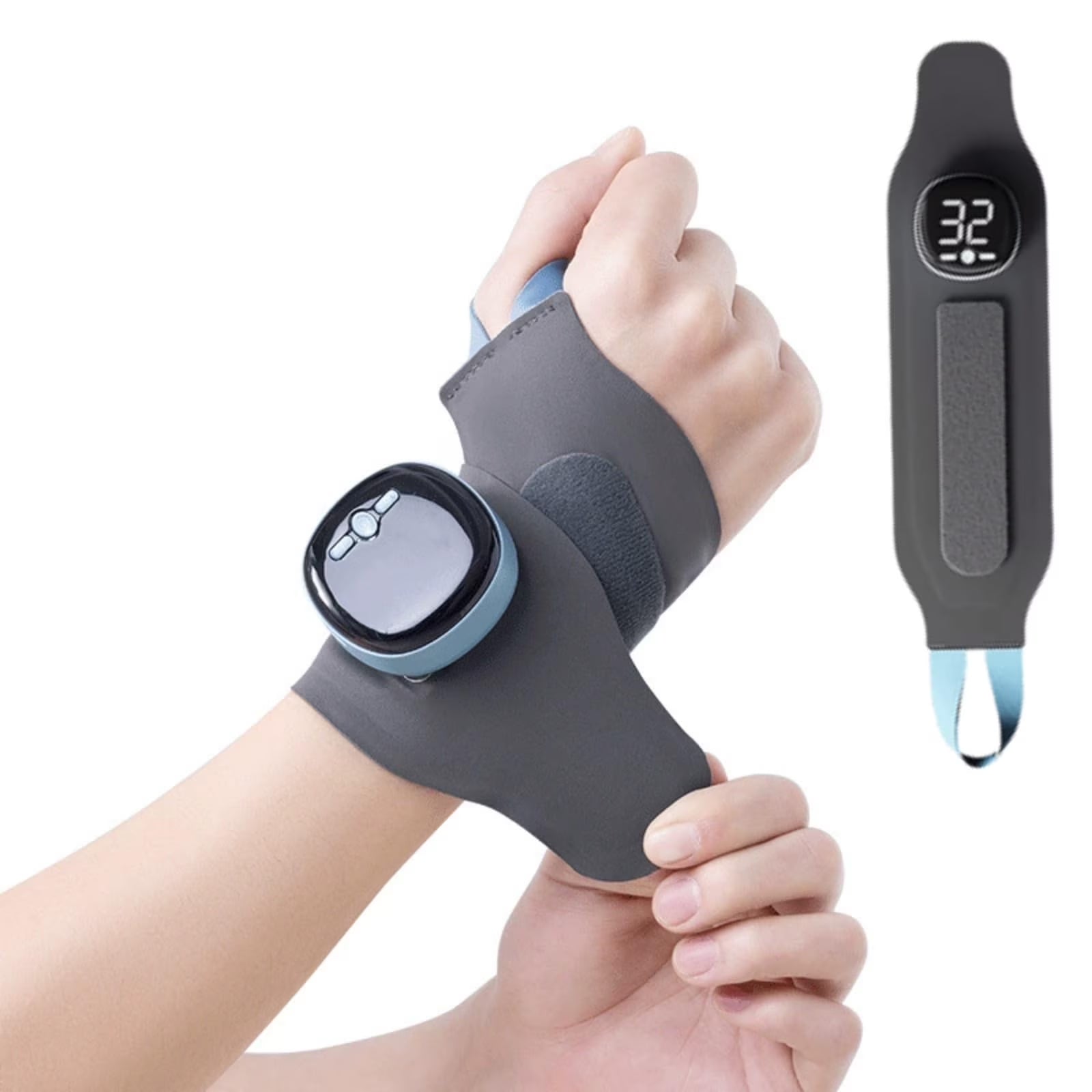 3-In-1 - Effective Pain Relief Wrist Support with Warmth, Wrist Massage for Joint Protection, Wireless EMS Wrist Massager with Heat, 9 Intensities & 5 Modes